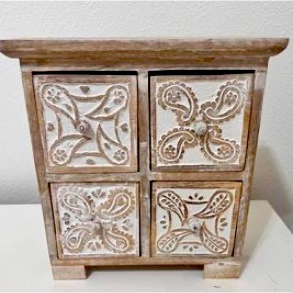 Country/farmhouse table top drawer stand.
11 1/2” tall
9 1/2 “ wide 
4” …